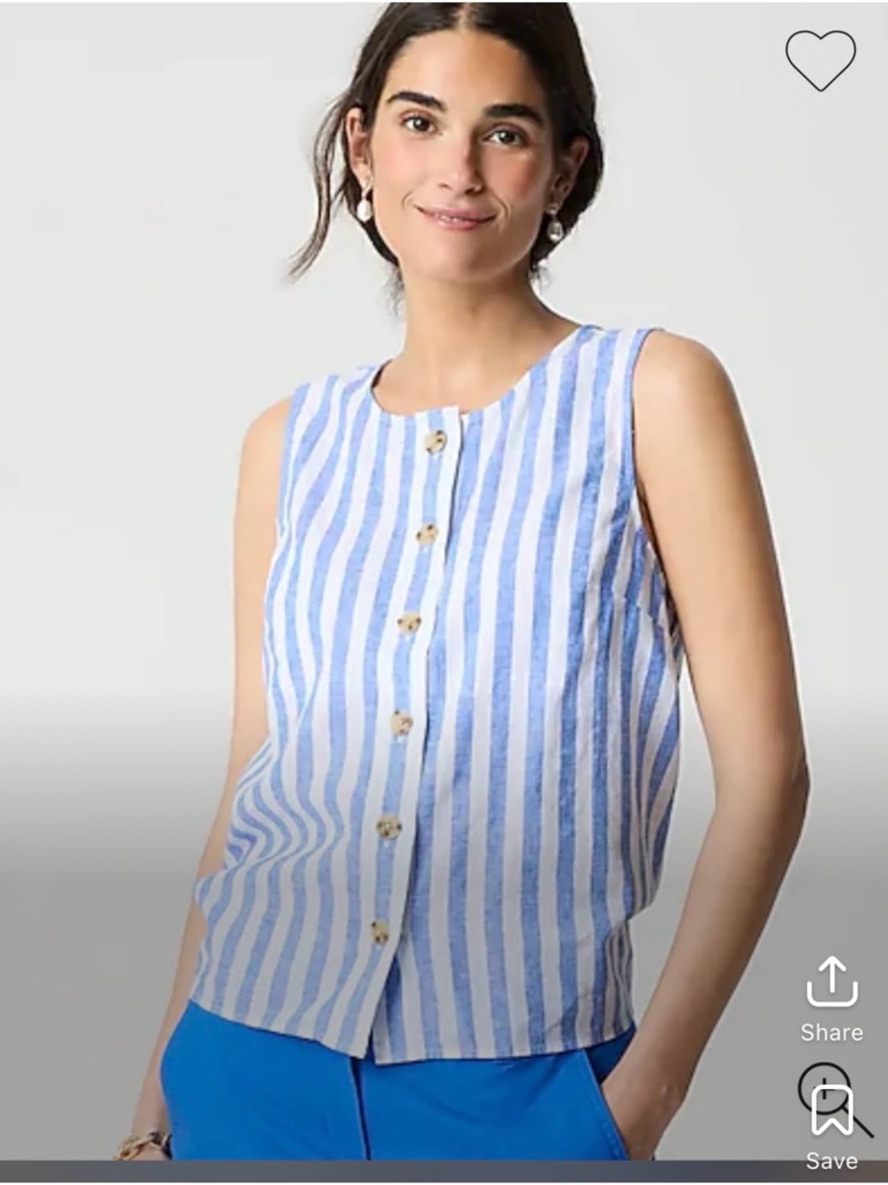 J.CREW Factory Striped linen blend Tank Size XS NWT CK742 - Picture 2 of 16